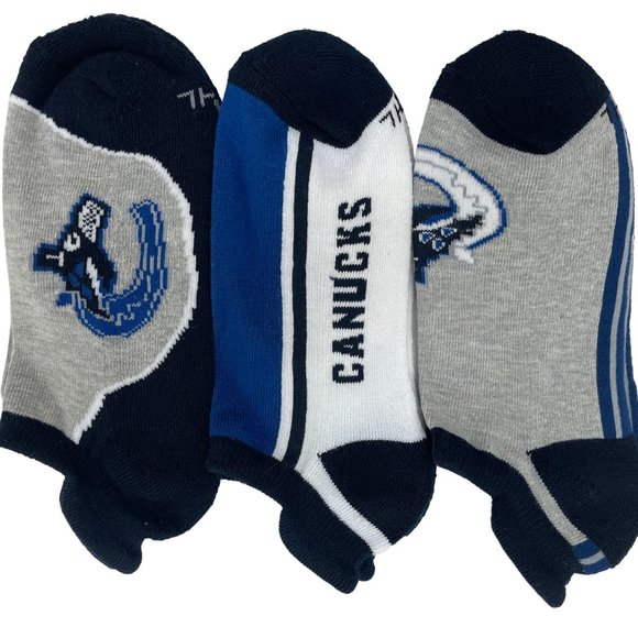 NHL | Boy's Vancouver Canucks Socks | 3 Pack | Blue & White | Size 8-10 - Picture 4 of 4